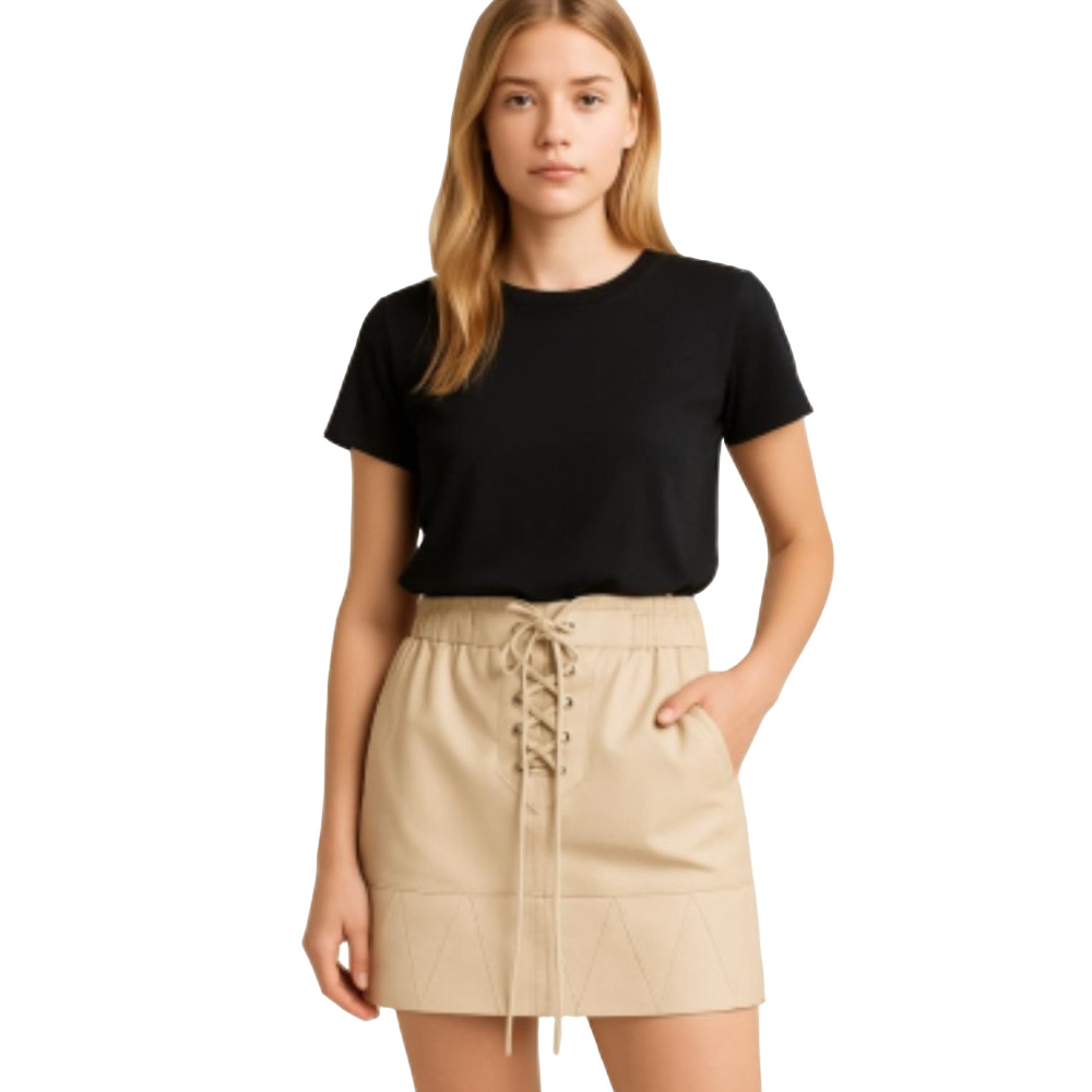 Sandro Cream Midi Pencil Skirt with Tie Front size 2 Sandro